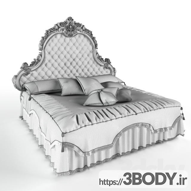 مدل سه بعدی تخت خواب طرح سوفیا عکس 2