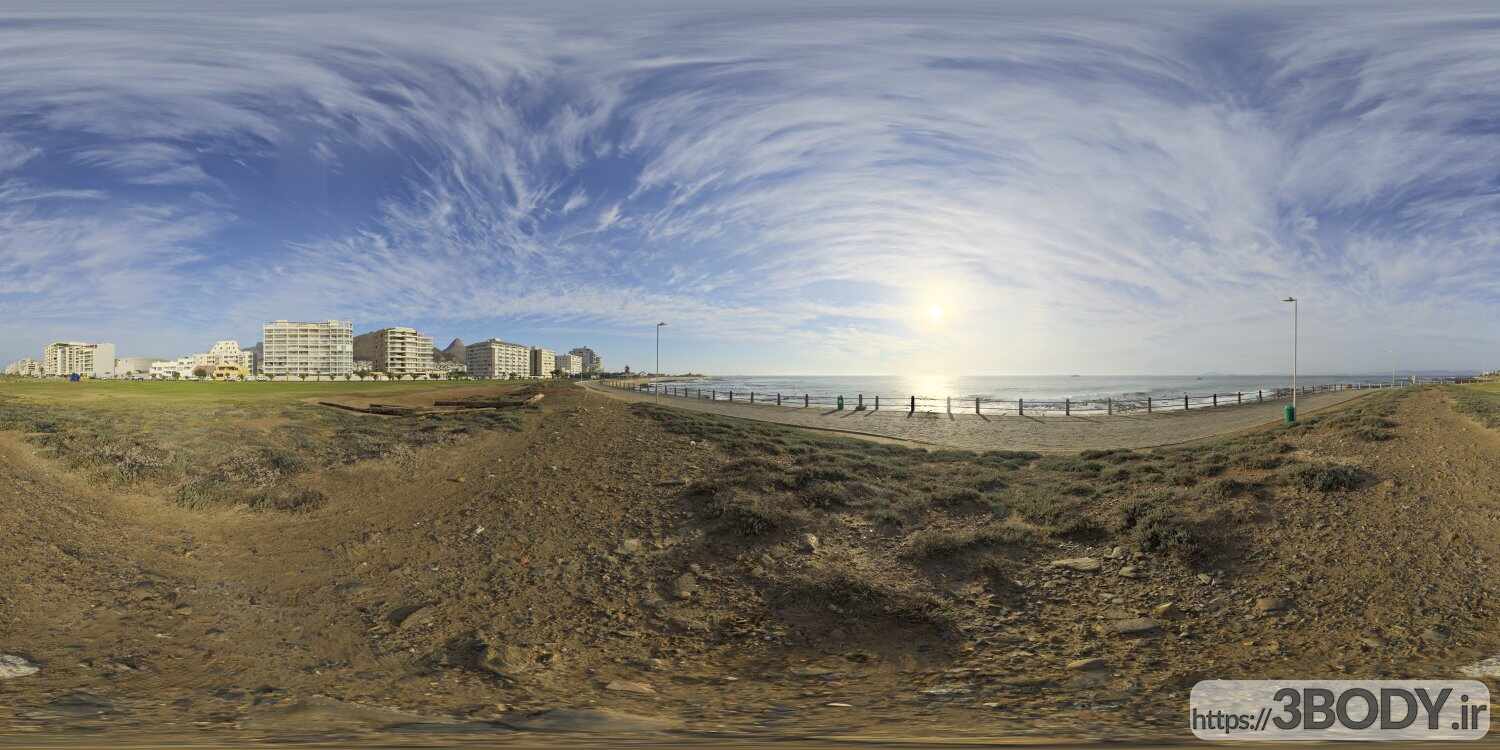 فایل HDRI ساحل در آسمان روز عکس 1