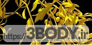آبجکت سه بعدی شاخه زیتون در گلدان عکس 2