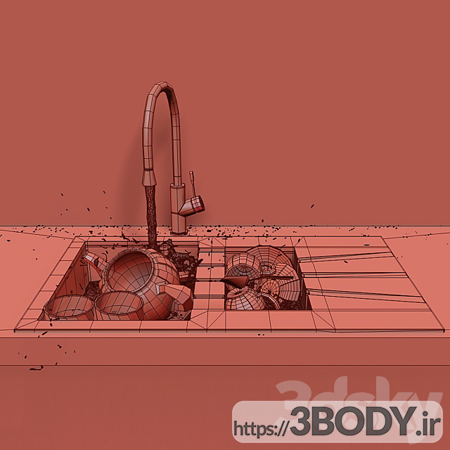 مدل سه بعدی سینک ظرفشویی عکس 3