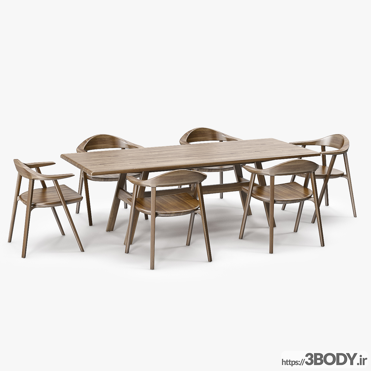 مدل سه بعدی  میز و صندلی چوبی عکس 1