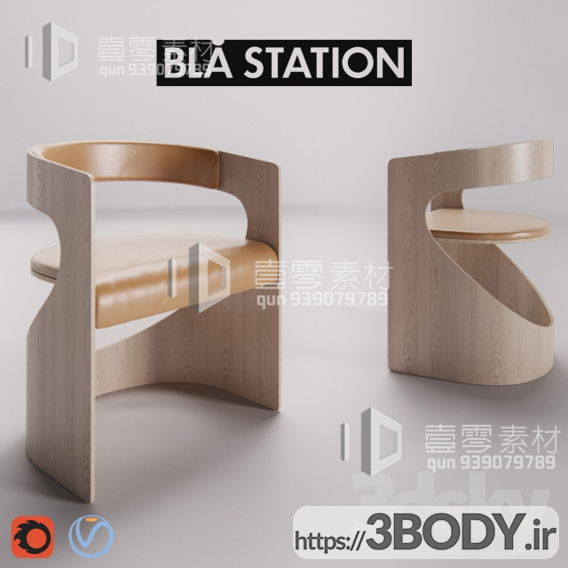آبجکت سه بعدی  صندلی چوبی عکس 1