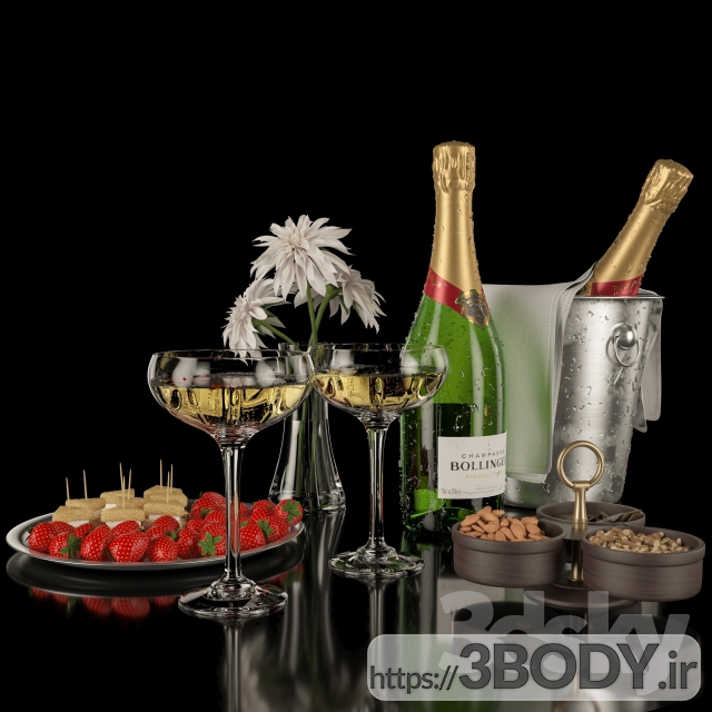 مدل سه بعدی ست نوشیدنی شامپاین عکس 1