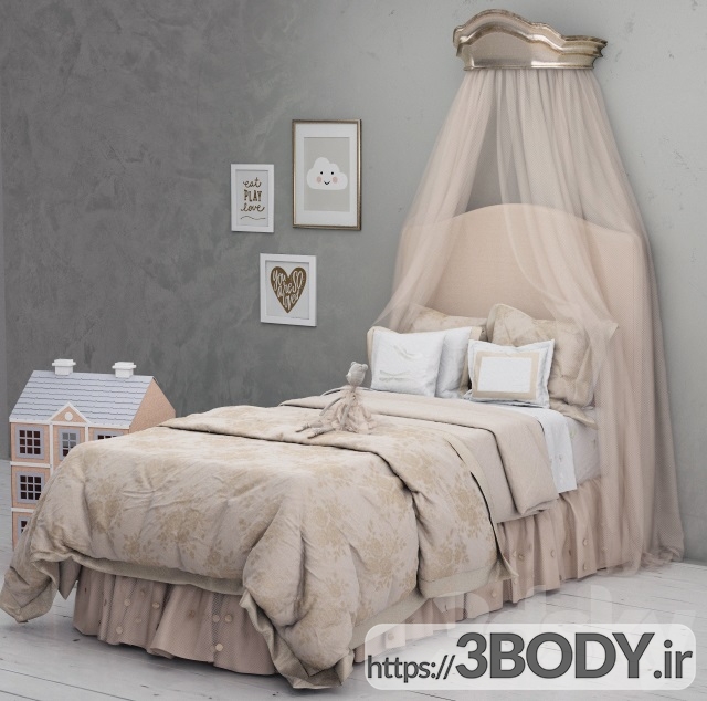 مدل سه بعدی  تختخواب  سفارشی  بچه مونیک لولییر عکس 3