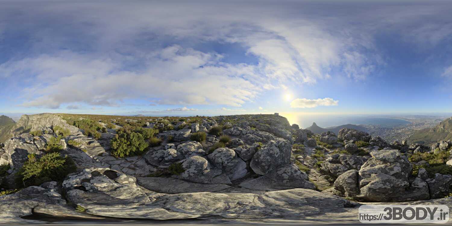 فایل HDRI تپه سنگی با آسمان روز عکس 1