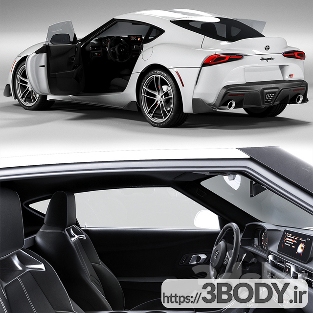 آبجکت سه بعدی اتومبیل تویوتا سوپرا GR 2020 سفید عکس 4