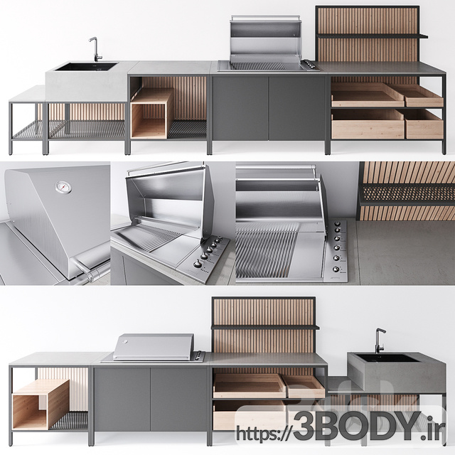 مدل سه بعدی ست کباب پز آشپزخانه Kaufmann برای فضای باز عکس 1