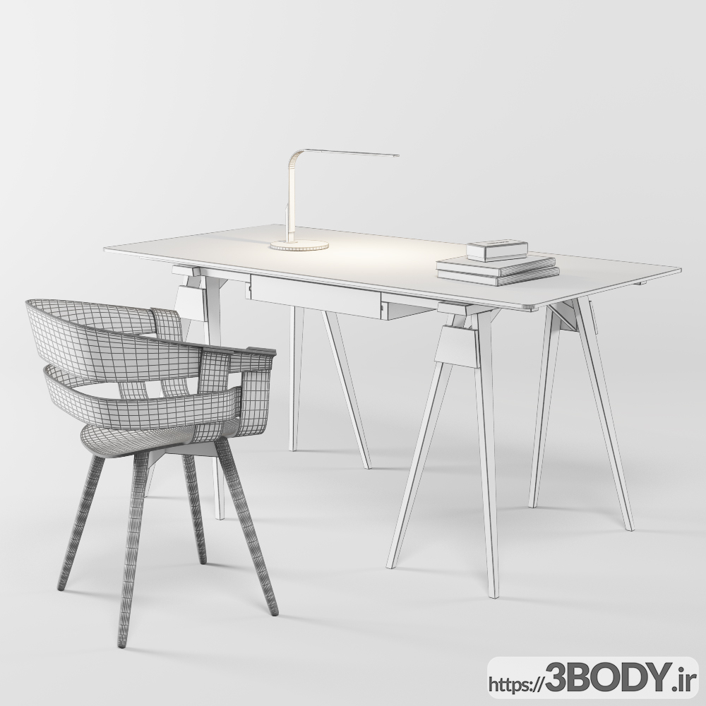 مدل سه بعدی میز و صندلی دفتر کار عکس 2
