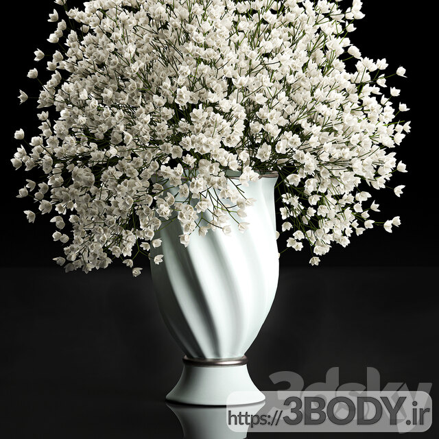 آبجکت سه بعدی گل و گلدان عکس 4