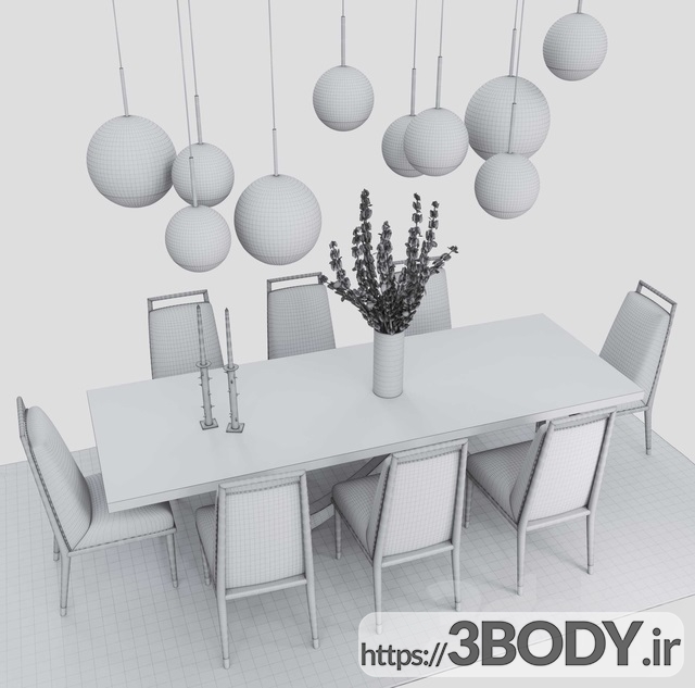 آبجکت سه بعدی  ست میز و صندلی عکس 3
