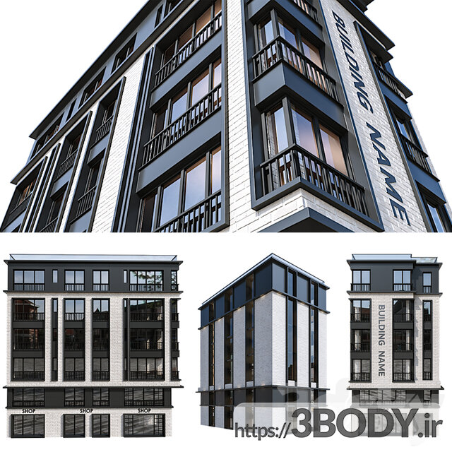 مدل سه بعدی ساختمان مسکونی مدرن عکس 2