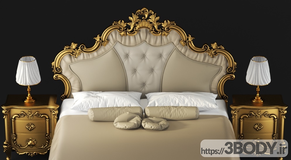 مدل سه بعدی تخت خواب تاج دار عکس 1