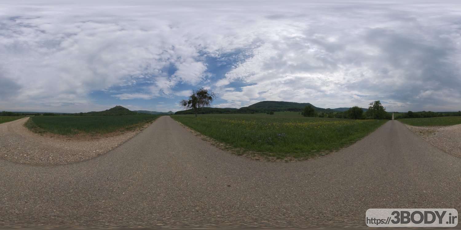 فایل HDRI خارجی جاده کوچک روستایی عکس 1