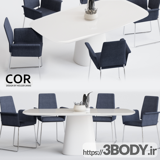 مدل سه بعدی  صندلی COR و میز مخروطی عکس 1