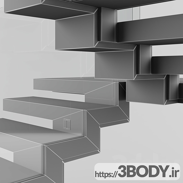 مدل سه بعدی راه پله داخلی مدرن عکس 6