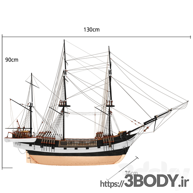 مدل سه بعدی کشتی بادبانی عکس 3