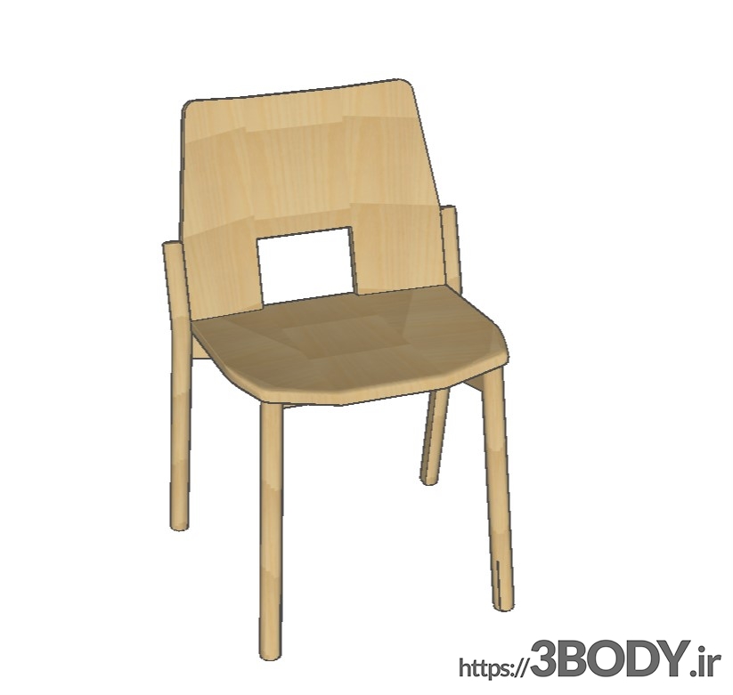 آبجکت سه بعدی اسکچاپ - صندلی چوبی عکس 1