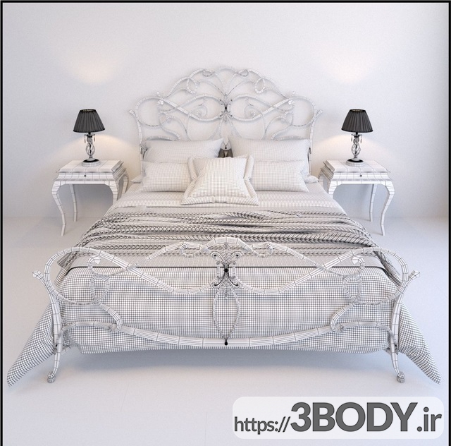 مدل سه بعدی تخت خواب دو نفره عکس 4