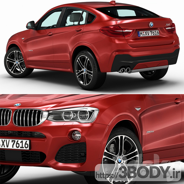 آبجکت سه بعدی اتومبیل BMW X4   قرمز عکس 2