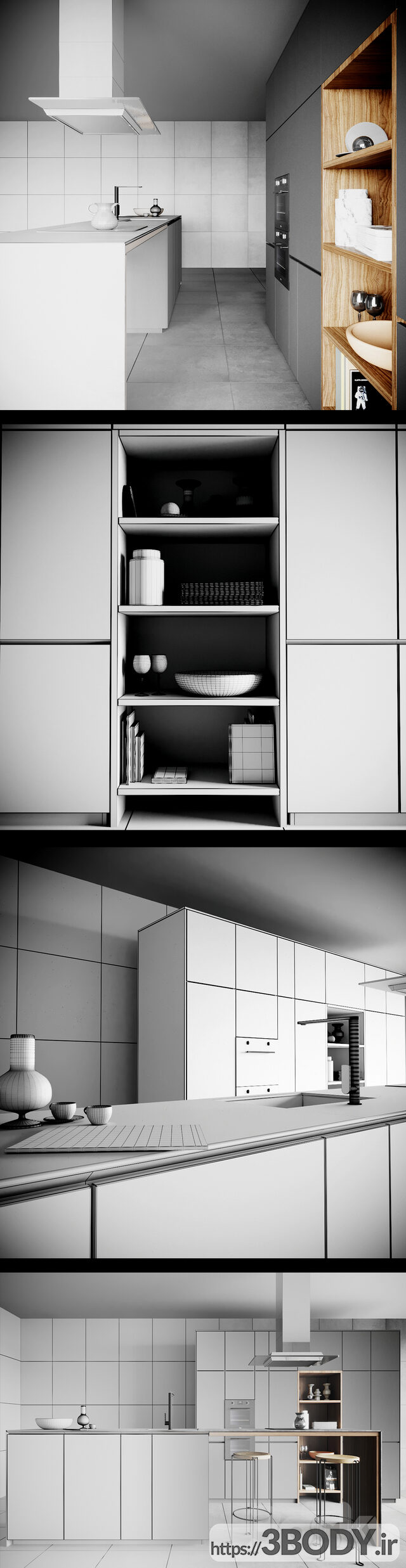آبجکت سه بعدی  کابینت آشپزخانه مدرن عکس 2