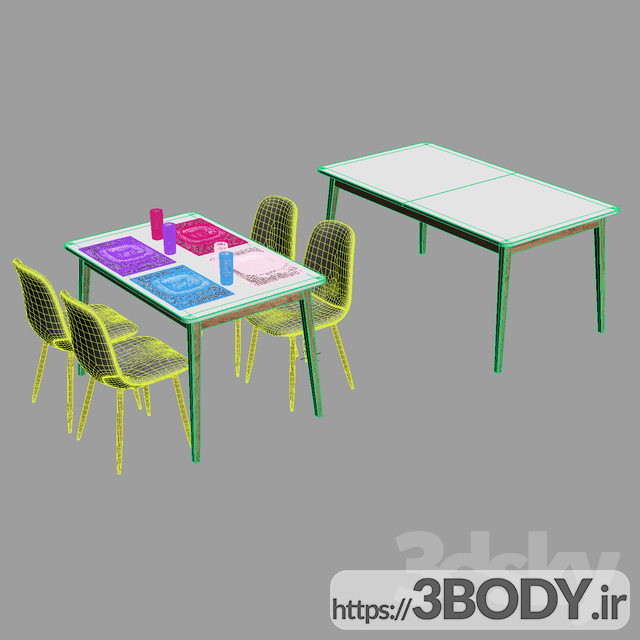 آبجکت سه بعدی ست میز و صندلی عکس 3