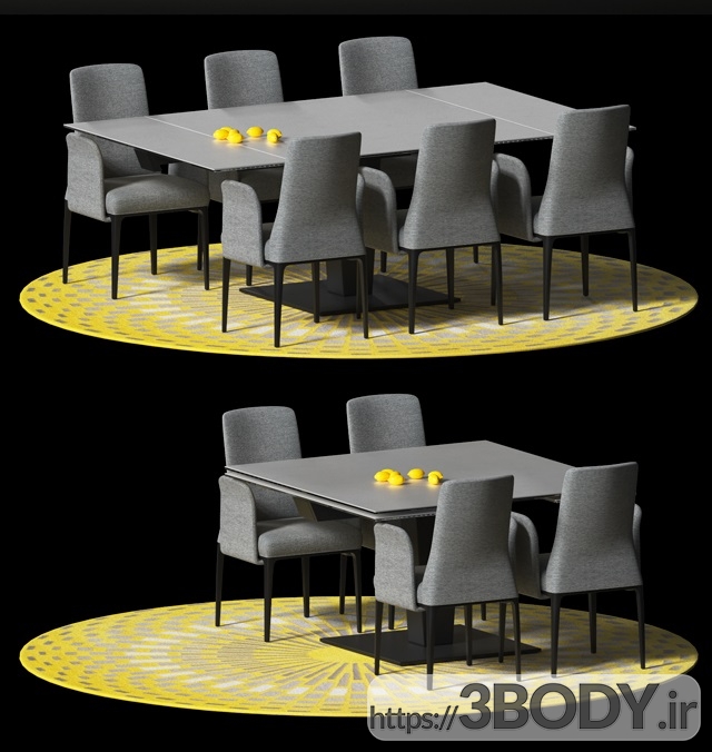 مدل ۳ بعدی میز و صندلی ناهار خوری اوزیریس عکس 2