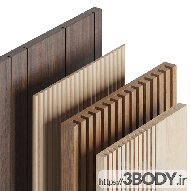 مدل سه بعدی مجموعه پنل های چوبی عکس 1