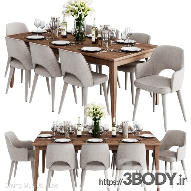 مدل سه بعدی میز و صندلی ست غذاخوری کوکو جمهوری عکس 1