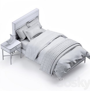 آبجکت سه بعدی تخت خواب عکس 3