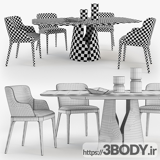 آبجکت سه بعدی میز و صندلی عکس 1