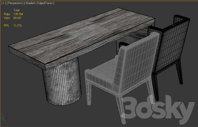 آبجکت سه بعدی میز و صندلی عکس 7