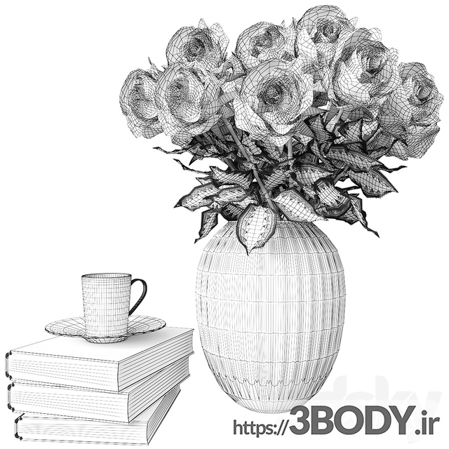آبجکت سه بعدی گل و گلدان رومیزی عکس 2
