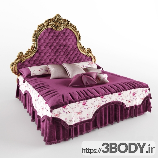 مدل سه بعدی تخت خواب طرح سوفیا عکس 1