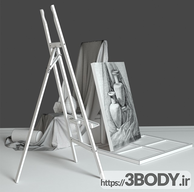 آبجکت سه بعدی سه پایه تابلو نقاشی عکس 3