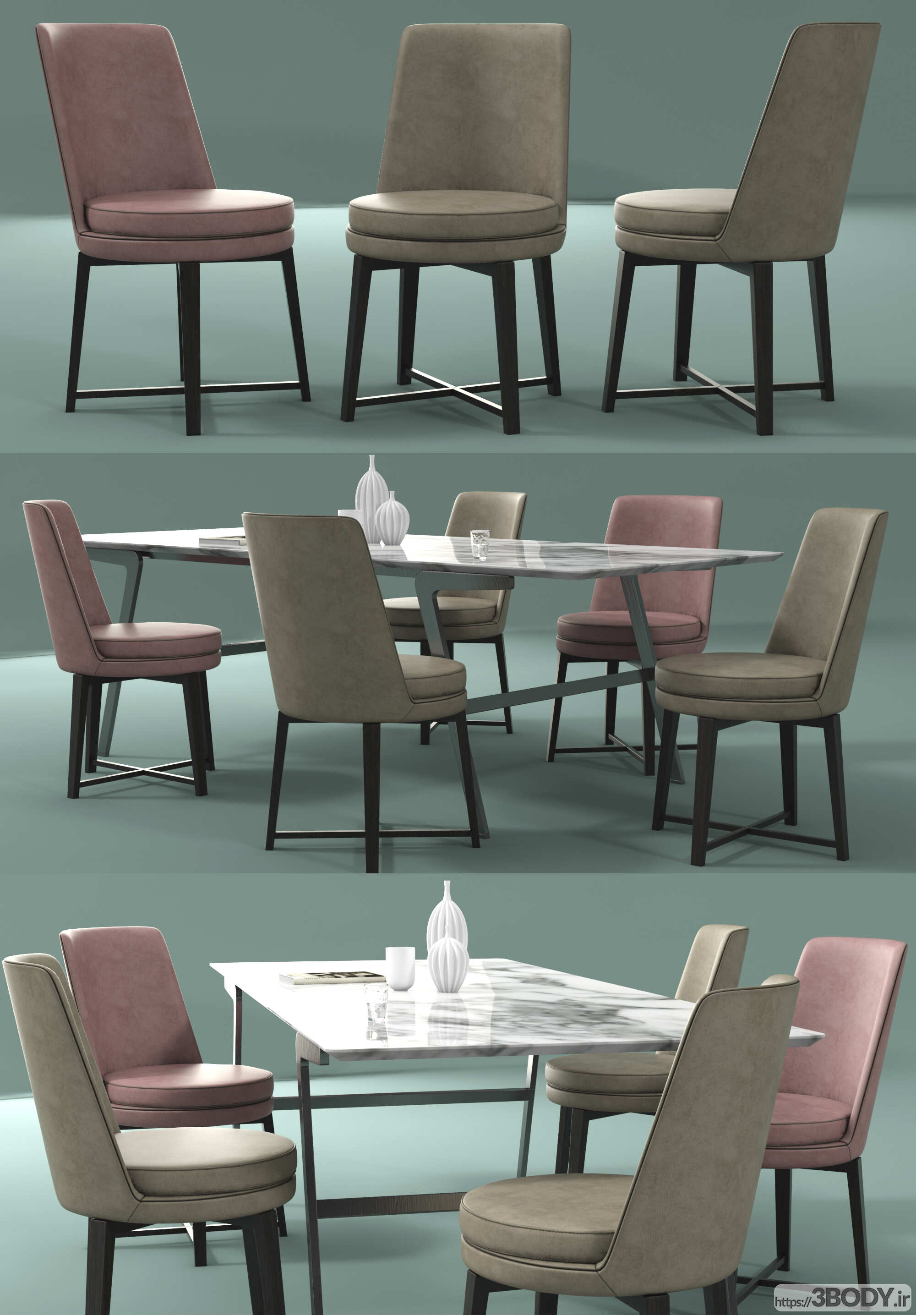 مدل سه بعدی   میز و صندلی مجموعه ناهار خوری عکس 3