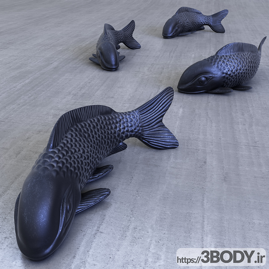 مدل سه بعدی مجسمه ماهی کپور عکس 2