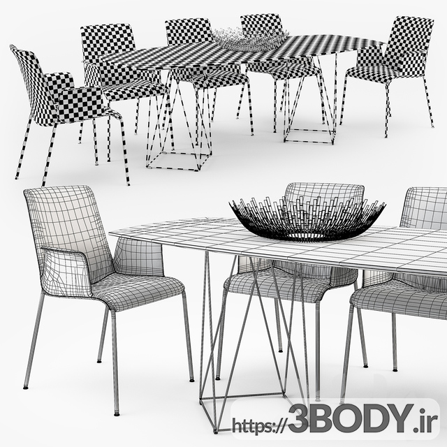 آبجکت سه بعدی  ست میز و صندلی عکس 2