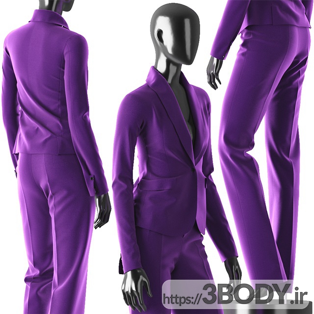 مدل سه بعدی کت و شلوار بنفش زنانه عکس 3