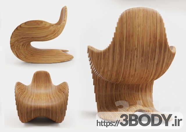 مدل سه بعدی صندلی چوبی عکس 4