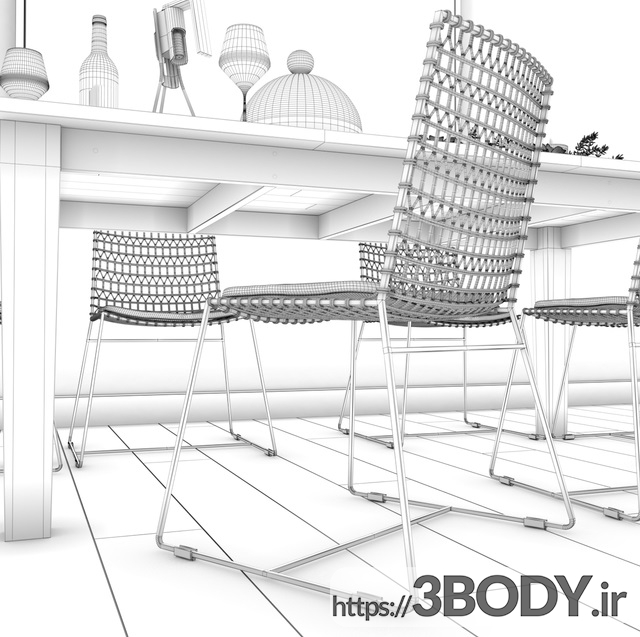 مدل سه بعدی   میز و صندلی  اتاق ناهار خوری عکس 3