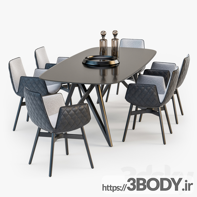 مدل سه بعدی میز و صندلی مجموعه  نهار خوری عکس 2