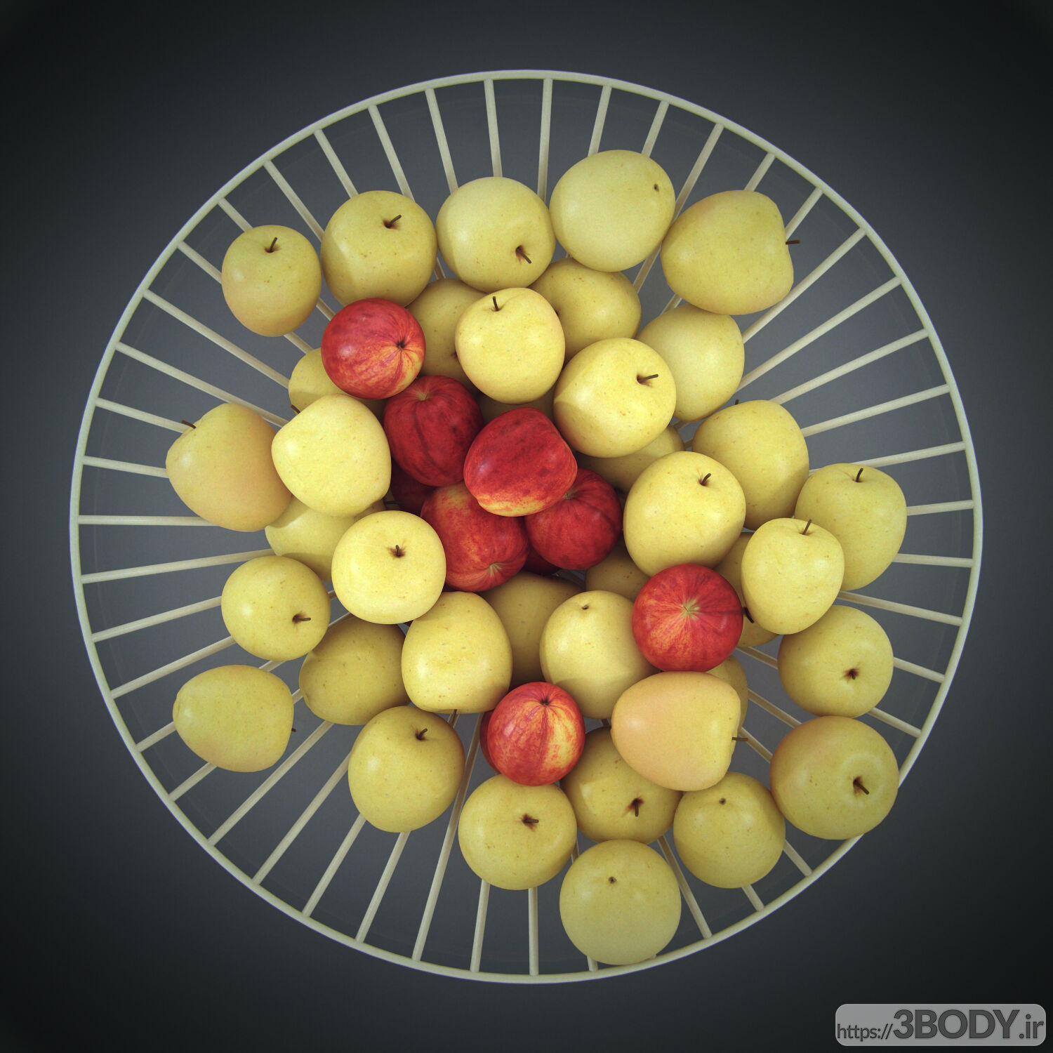 مدل سه بعدی جامیوه ای با سیب عکس 3