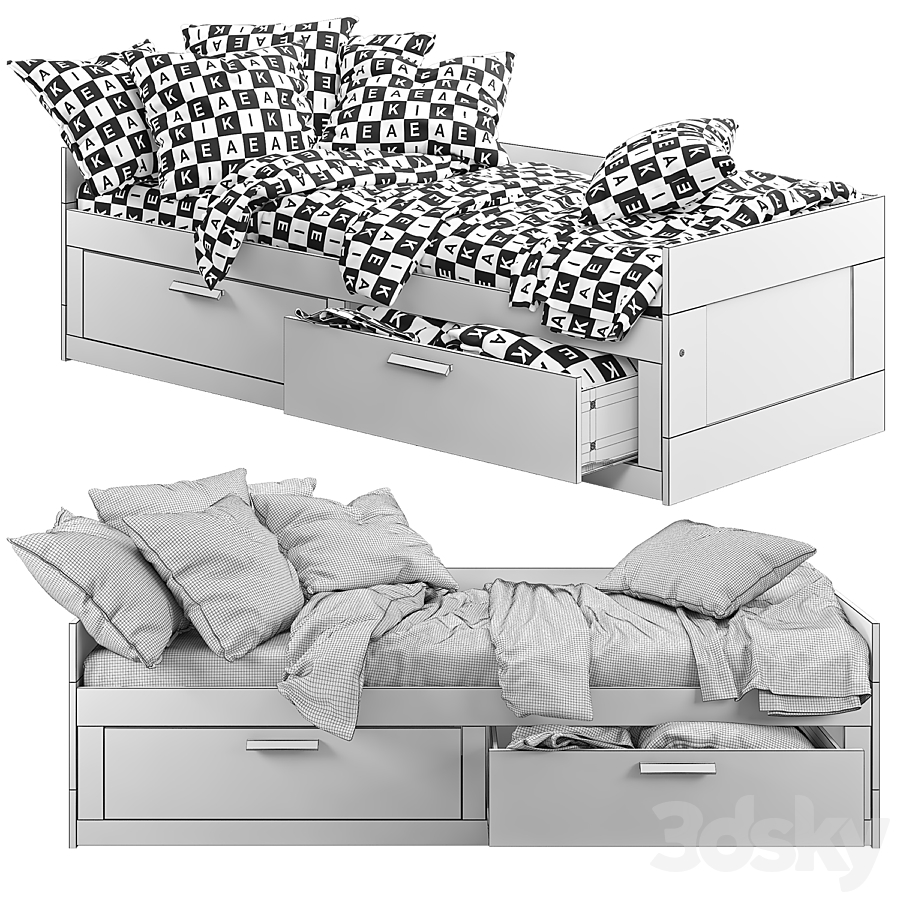 مدل سه بعدی تخت خواب عکس 3