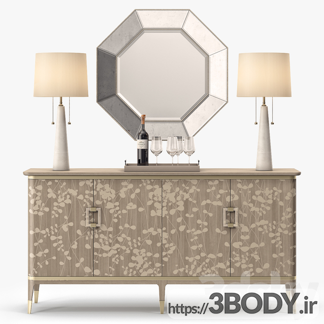 مدل سه بعدی میز کنسول و آینه عکس 3