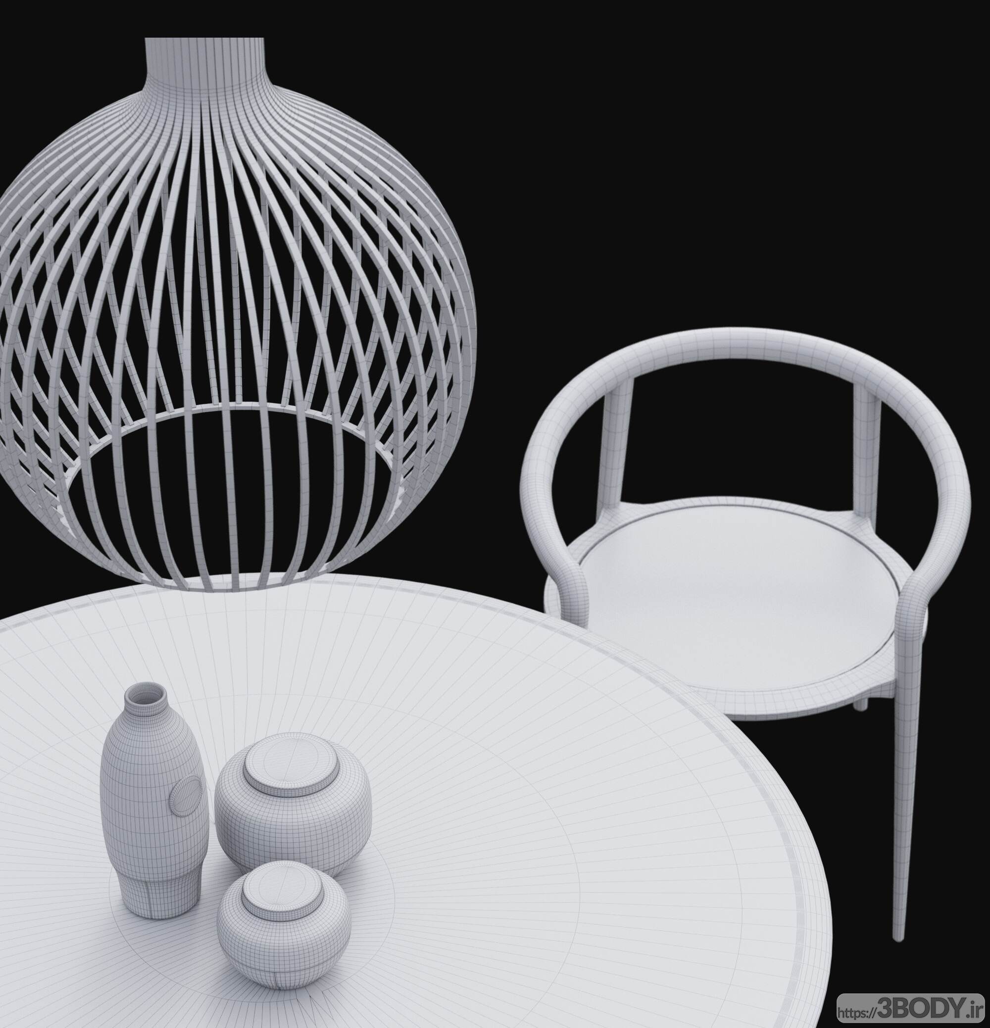 مدل سه بعدی  میز و صندلی ست میز گرد Alias Saen عکس 4