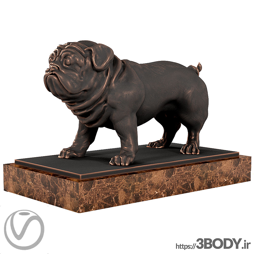 آبجکت سه بعدی مجسمه سگ پاگ عکس 2