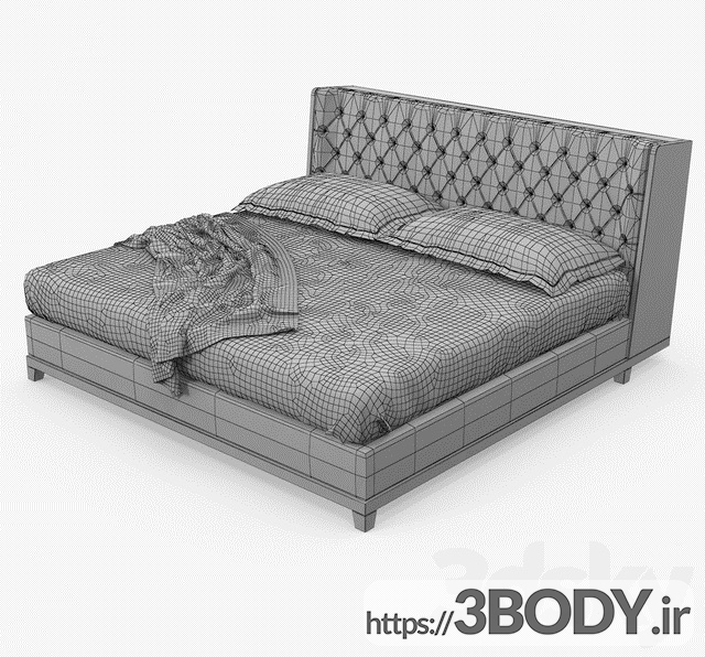 مدل سه بعدی تخت خواب دو نفره عکس 3
