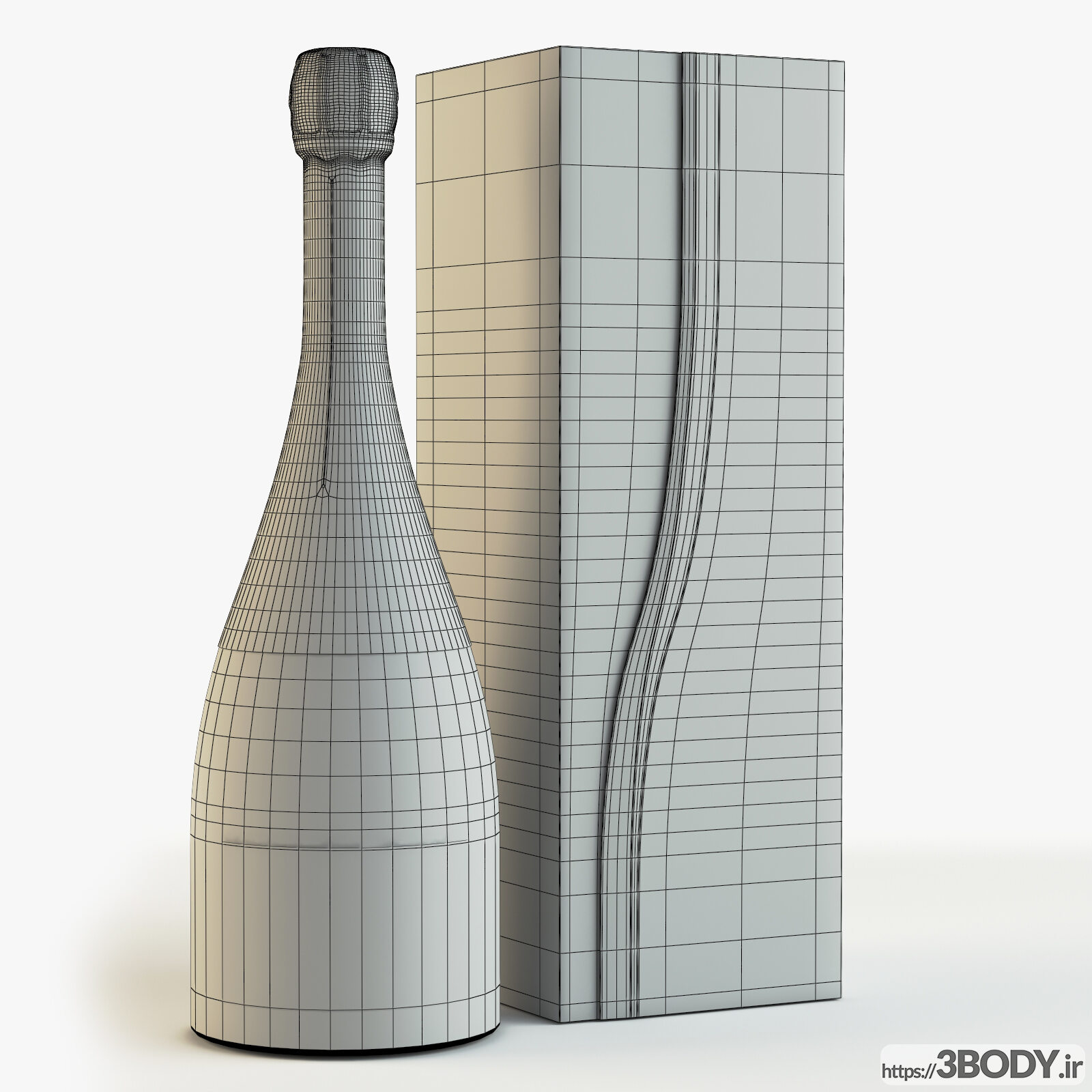 مدل سه بعدی شامپاین با جعبه عکس 3