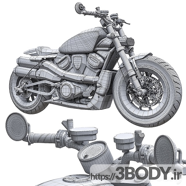 آبجکت سه بعدی موتور سیکلت عکس 5
