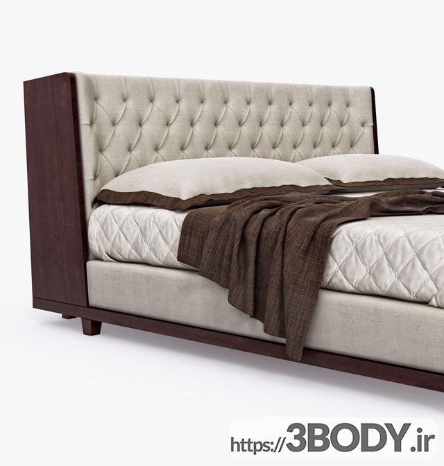 مدل سه بعدی تخت خواب دو نفره عکس 2